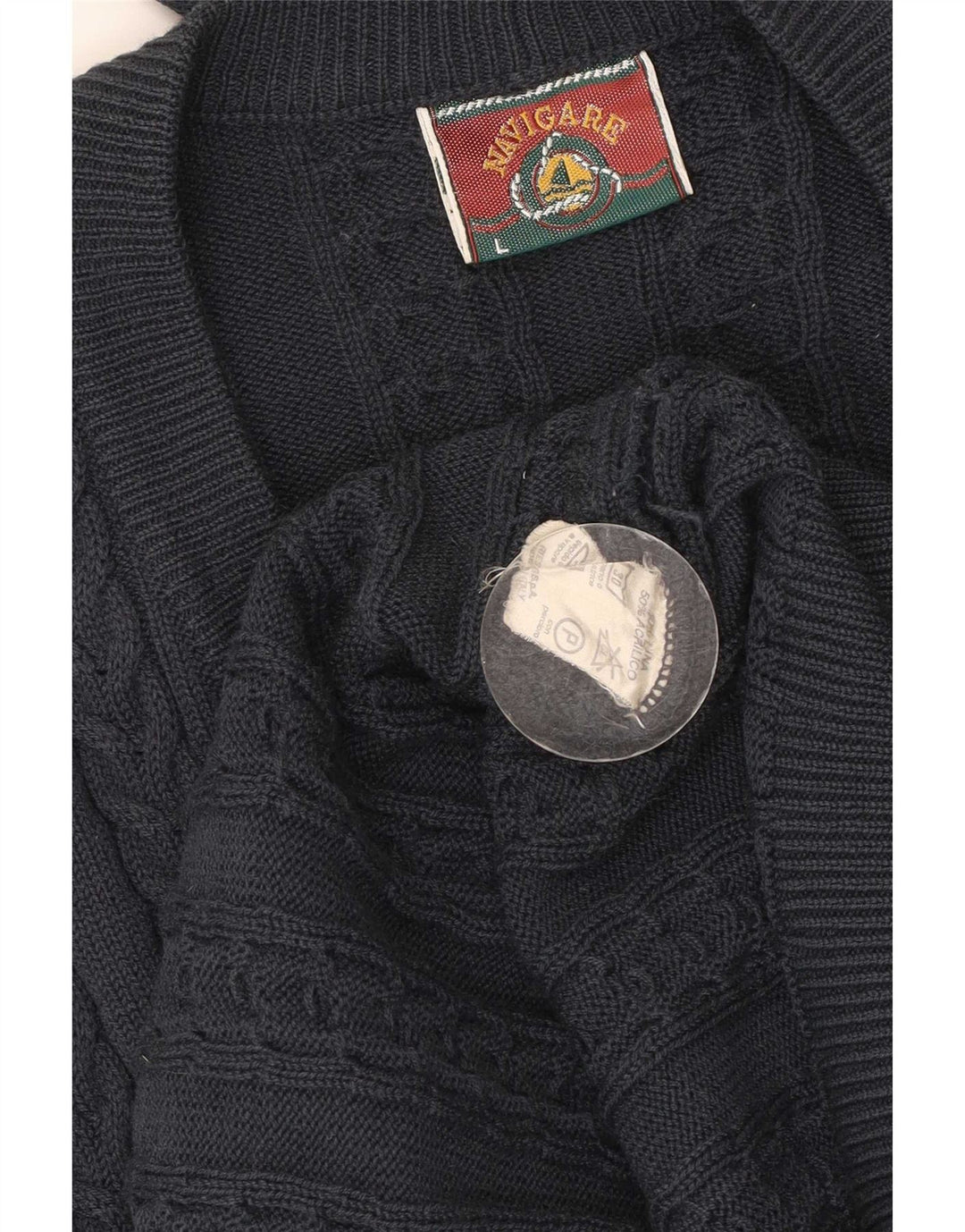 Navigare Herren-Strickjacke, große marineblaue Wolle