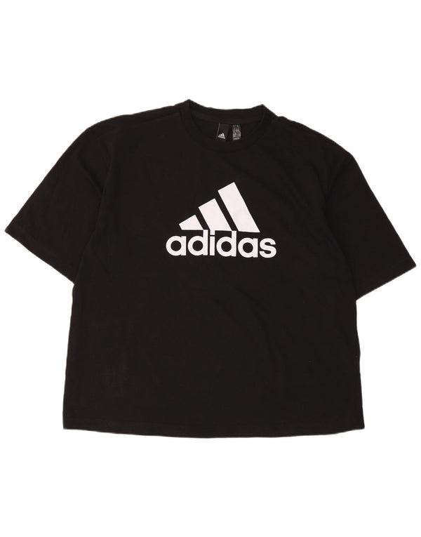 Adidas Herren Grafik T-Shirt Top UK 12/14 Medium Schwarz Baumwolle