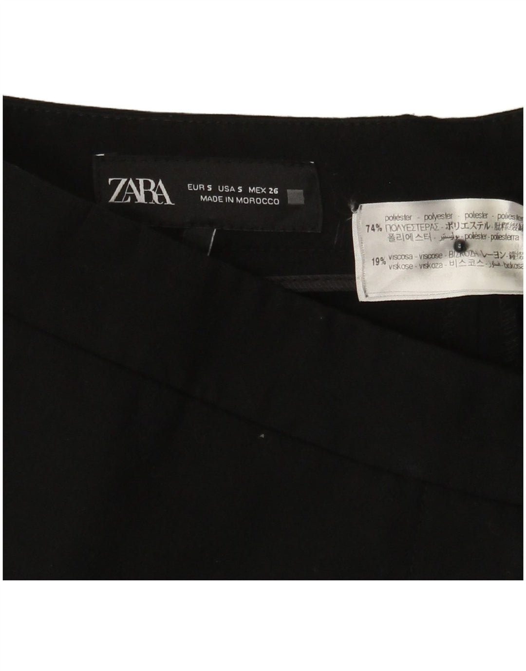 ZARA Damen Bootcut-Anzughose, Größe S, W26, L32, Schwarz, Polyester