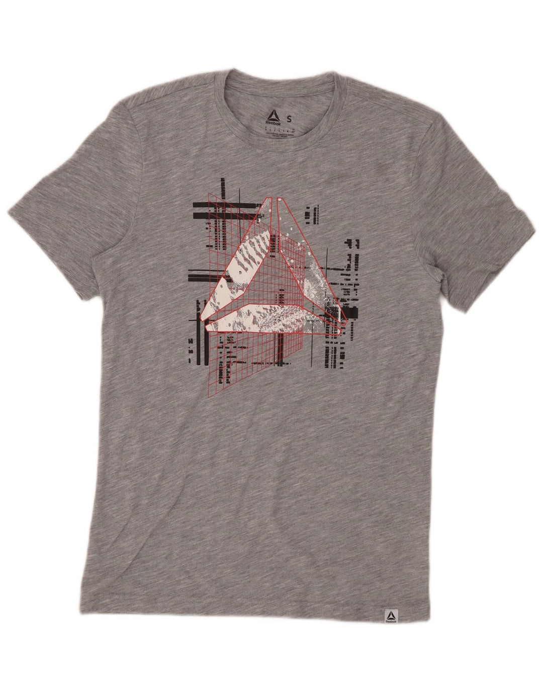 REEBOK Herren-T-Shirt mit Grafik, klein, grau gesprenkeltes Polyester