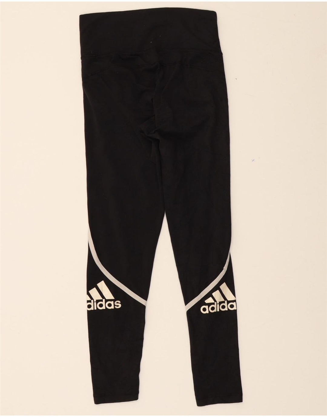 ADIDAS Womens Climalite Graphic Leggings UK 12/14 Medium  Black Polyester Vintage Adidas and Second-Hand Adidas from Messina Hembry 