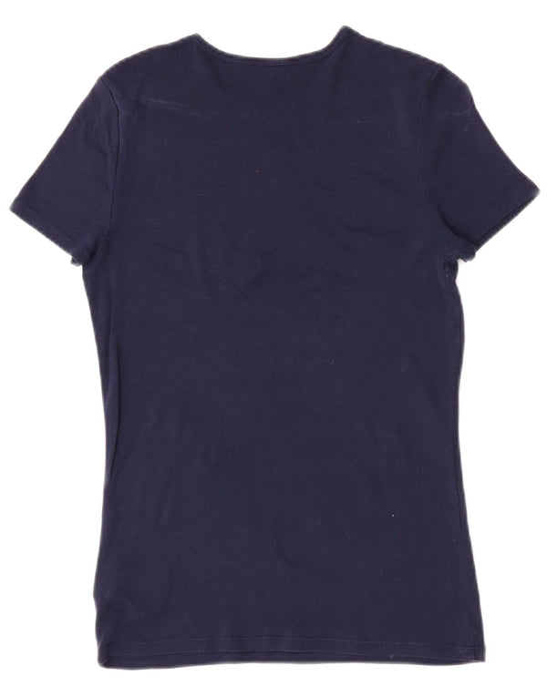 Ralph Lauren Grafik-T-Shirt für Damen, UK 12, mittelmarineblau, Baumwolle
