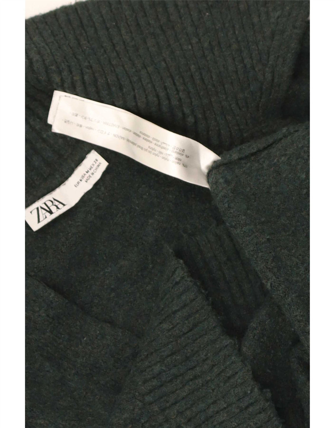 Übergroßer Rollkragenpullover von Zara für Damen, UK 14, mittelgrünes Nylon