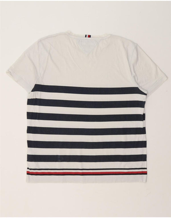 Tommy Hilfiger Herren T-Shirt Top XL weiß gestreift aus Baumwolle