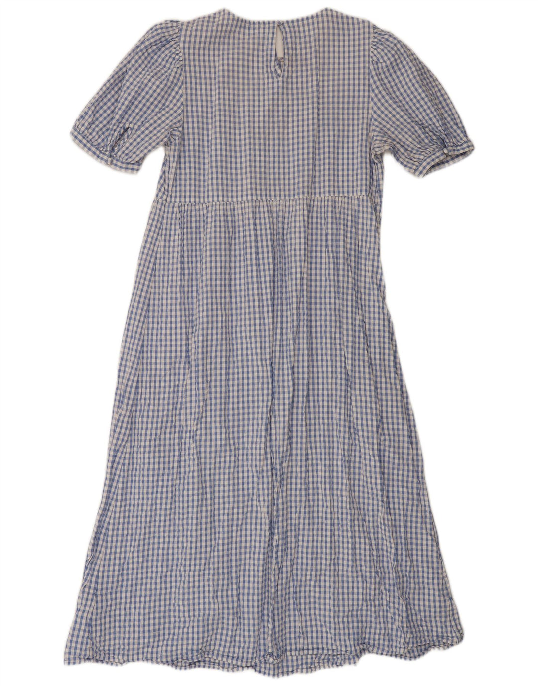 Marks & Spencer Damen Maxikleid UK 14 Mittelblaue Gingham-Baumwolle