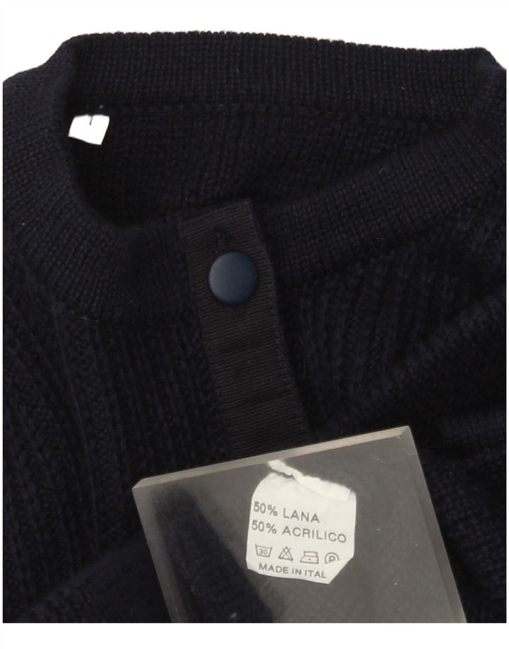 Vintage Herren Cardigan Pullover Große Marineblaue Wolle