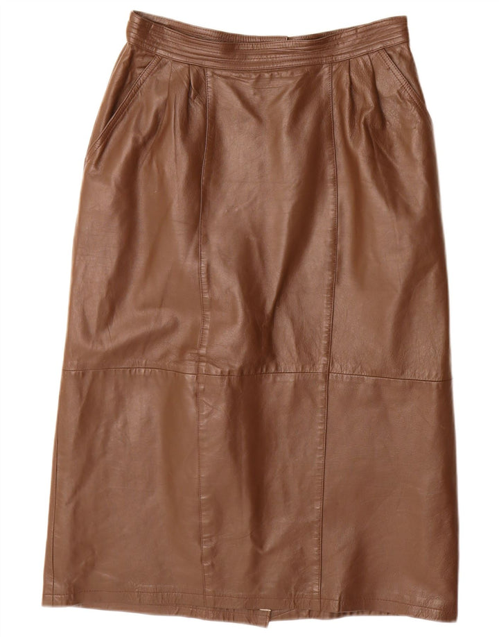 VINTAGE Damen Bleistiftrock IT 40 Small W28 Braunes Leder