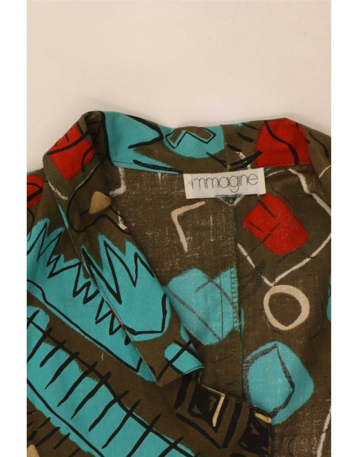 Vintage Damen Blazer mit abstraktem Muster und 1 Knopf, Gr. 14, groß, Khaki