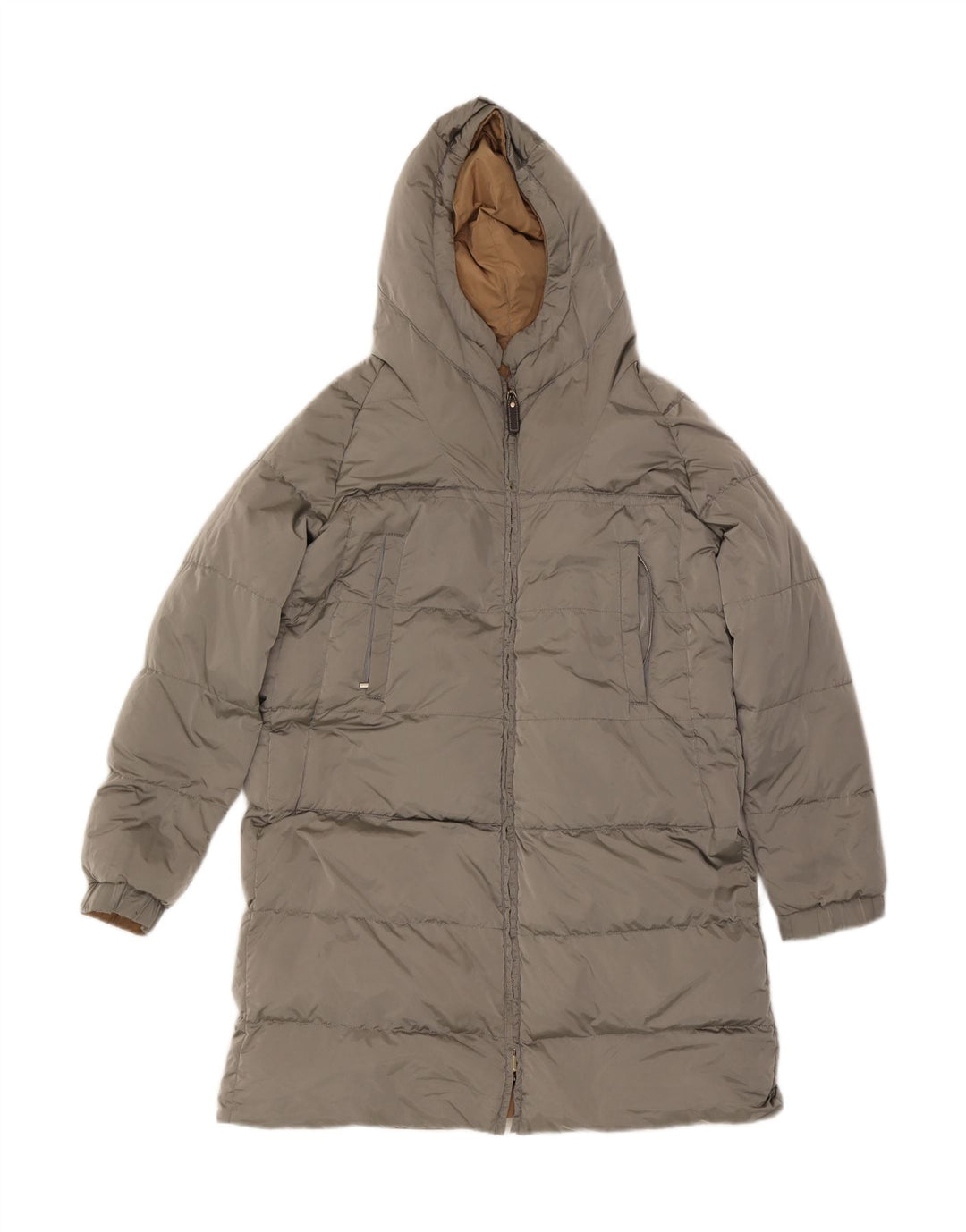 Max Mara Damen-Umkehrmantel mit Kapuze, wattiert, Gr. 10, Beige, Polyamid