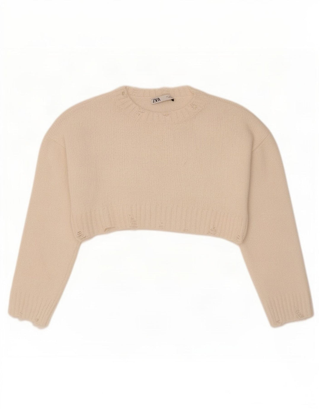 Übergroßer Bolero-Pullover für Damen von Zara, UK 10, Größe S, cremefarbenes Polyester