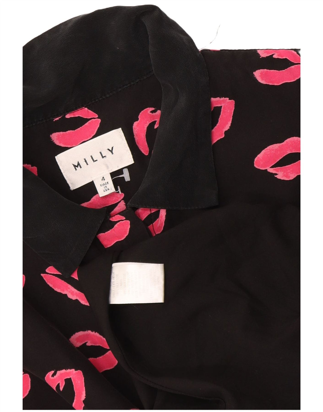 Milly Damen-Hemdkleid mit abstraktem Muster und kurzen Ärmeln, US 4 Small, Schwarz