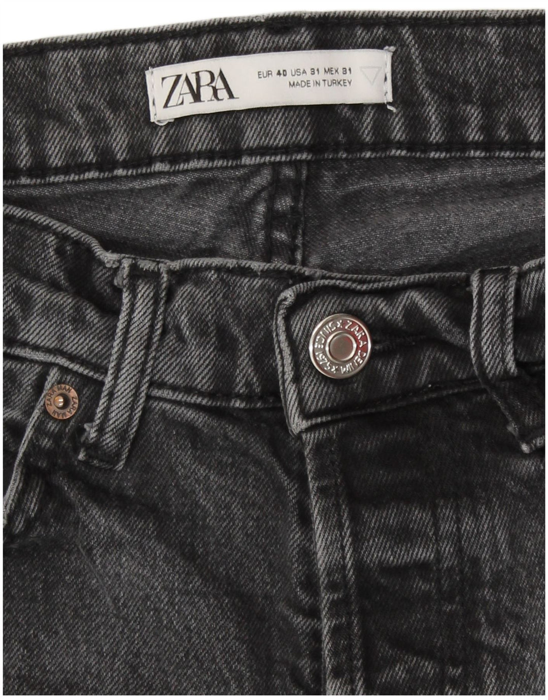 Zara Damen Straight Jeans EU 40 Medium W30 L27 Graue Baumwolle