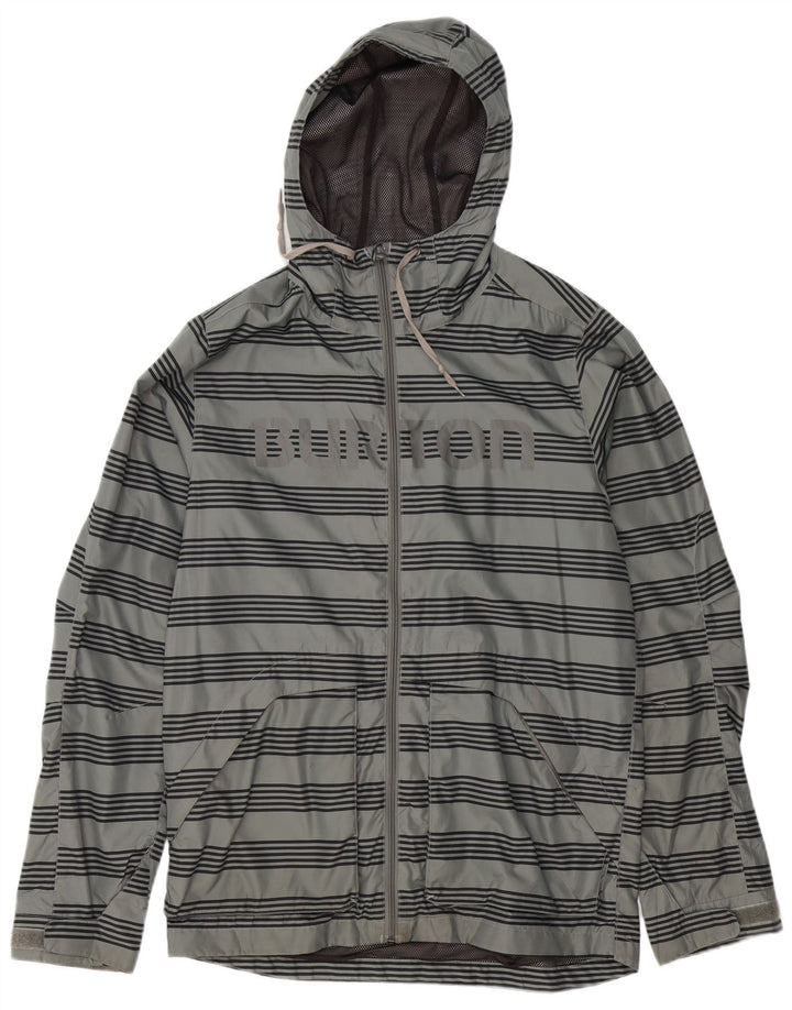 Burton Herren-Regenjacke mit grafischer Kapuze, UK 38, mittelgrau gestreift, Polyester