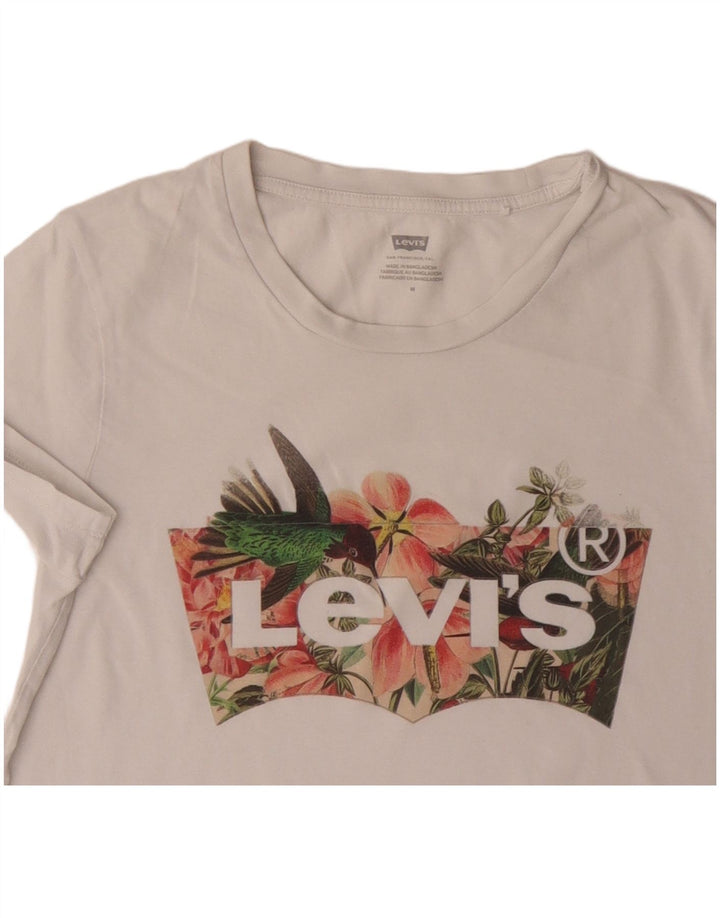 Levi's Damen-T-Shirt mit Grafik, UK 12, mittelweiße Baumwolle