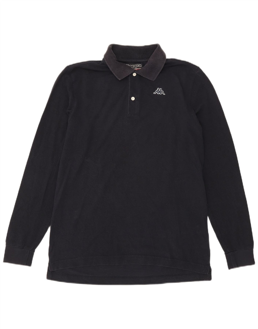 Kappa Herren-Langarm-Poloshirt aus mittelblauer Baumwolle