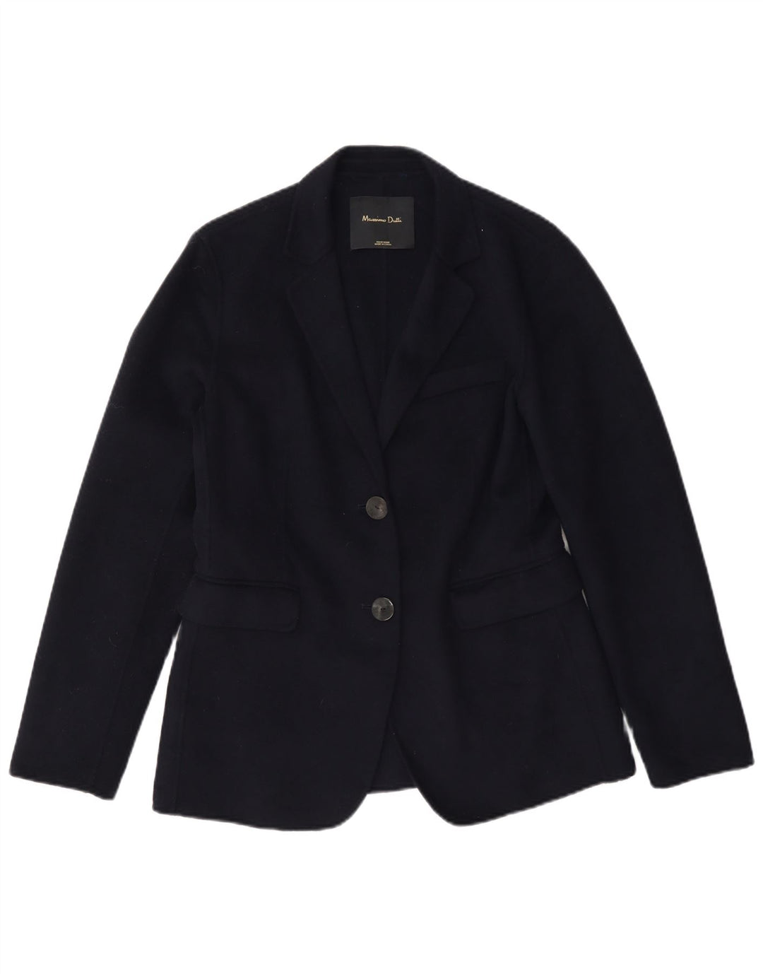 Massimo Dutti Damen 2-Knopf-Blazerjacke EU 38 Kleine marineblaue Wolle