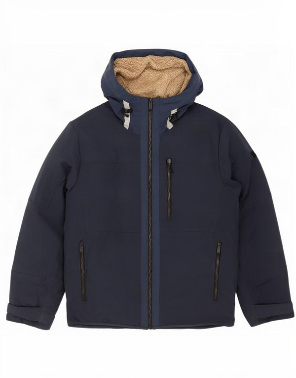 Michael Kors Mens Hooded Sherpa Windbreaker Jacket UK 38 Medium Navy Blue