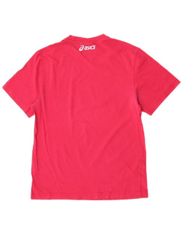 Asics Damen Grafik T-Shirt Top UK 10 Small Rosa Baumwolle
