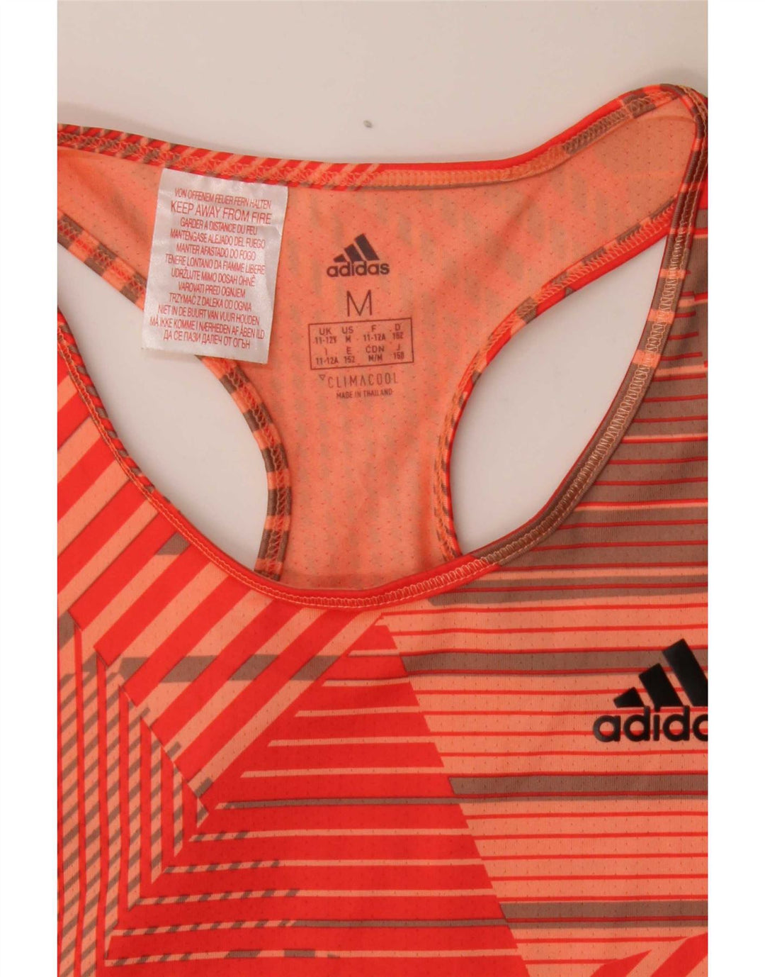 Adidas Mädchen Weste Top 11-12 Jahre Orange gestreift Polyester