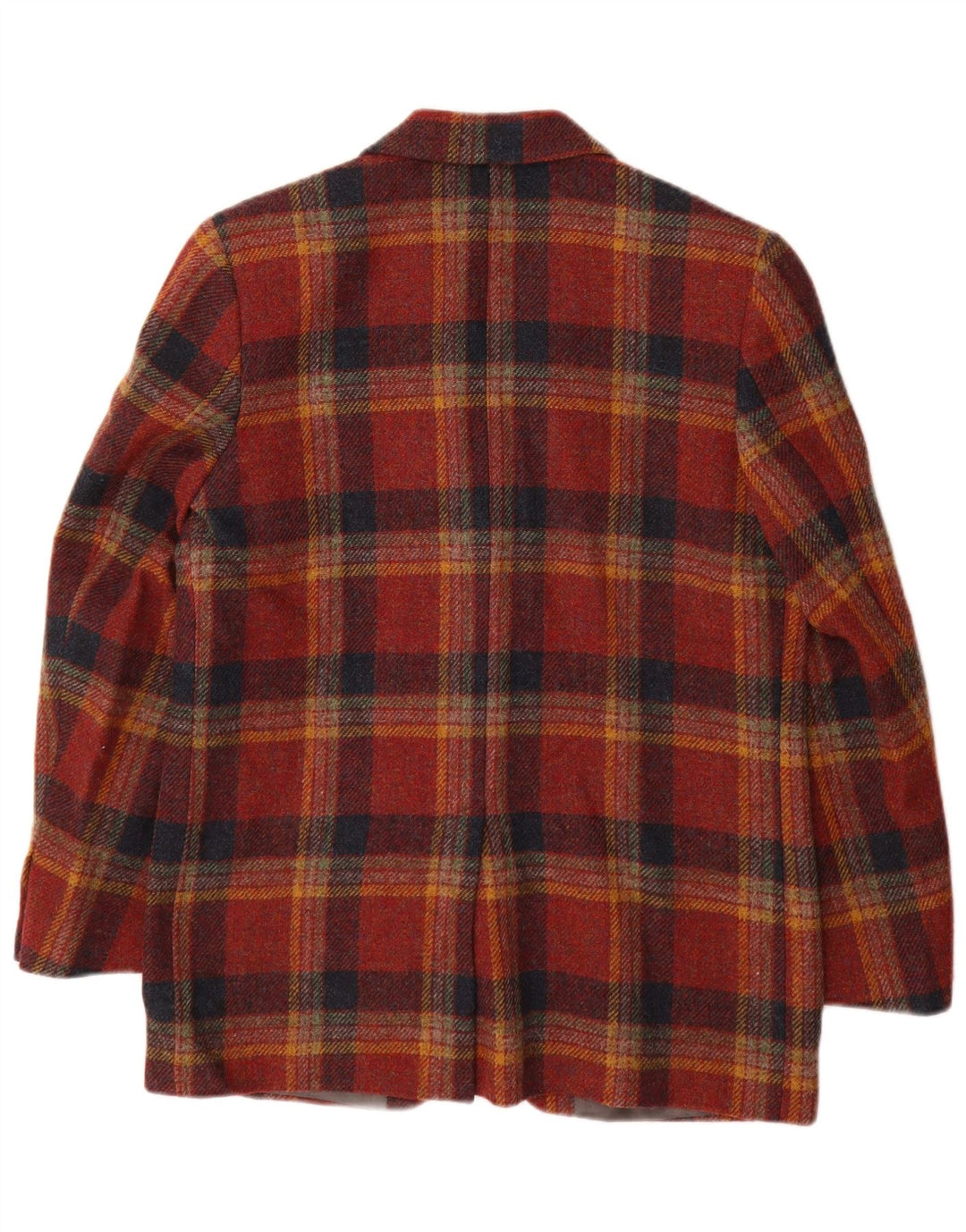 Lanolini Damen-Blazerjacke mit 3 Knöpfen, IT 42, mittelbraun karierte Wolle