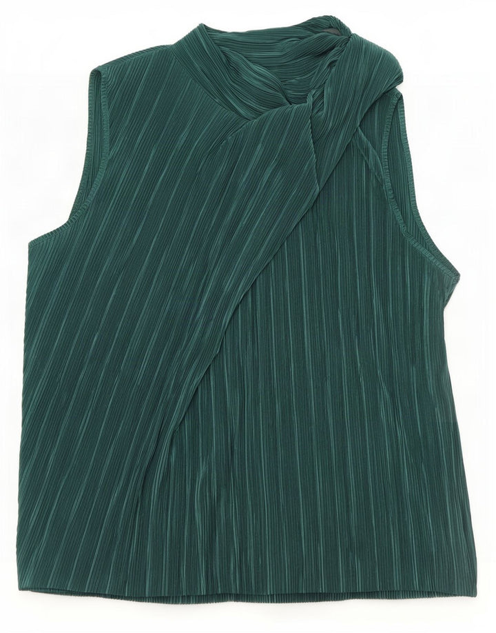 Ärmelloses Blusenoberteil für Damen von Zara, Gr. 44, groß, grün gestreift, aus Polyester
