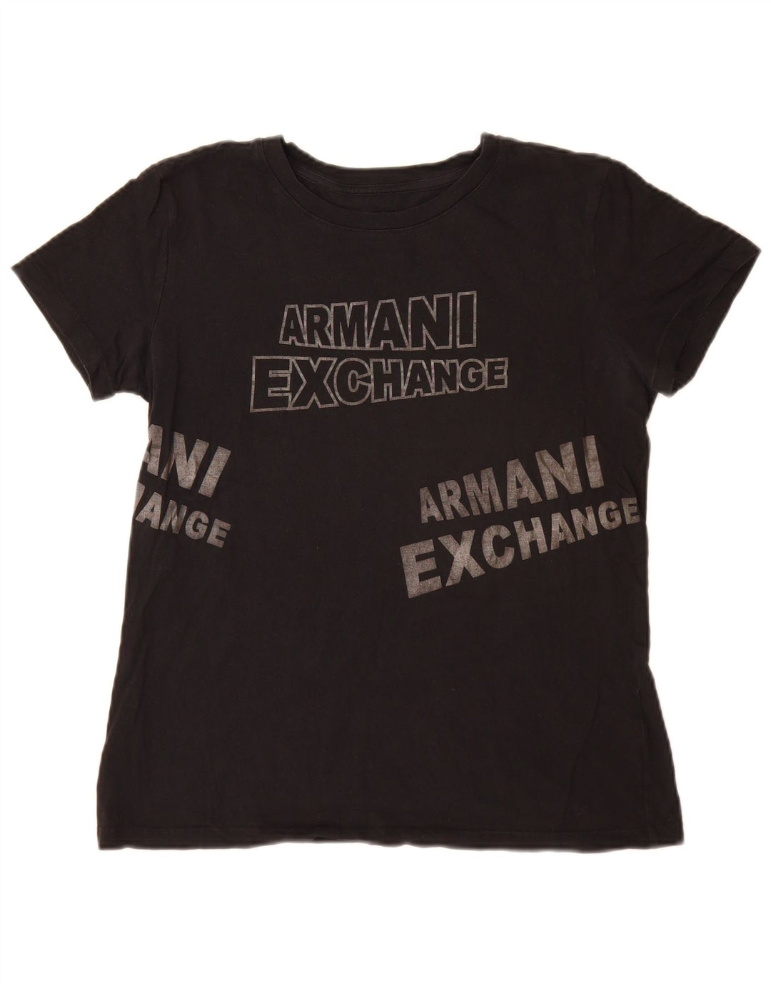 Armani Exchange Damen Grafik-T-Shirt-Oberteil UK 14 Medium Schwarz