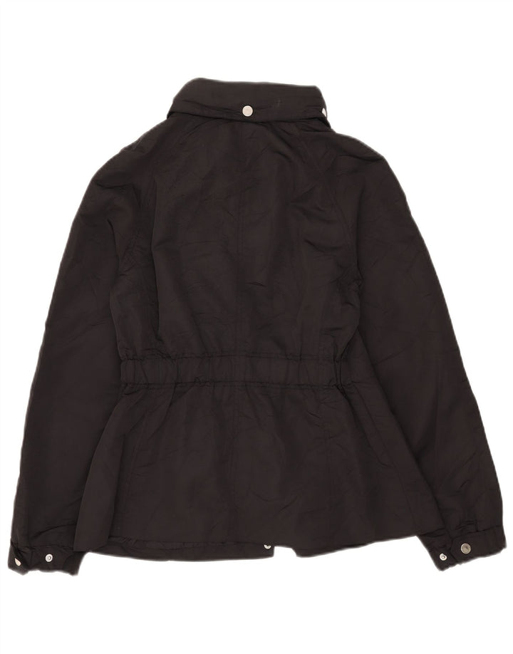 Massimo Dutti Damen-Windbreakerjacke mit Kapuze, UK 14, Mittelschwarz, Polyester