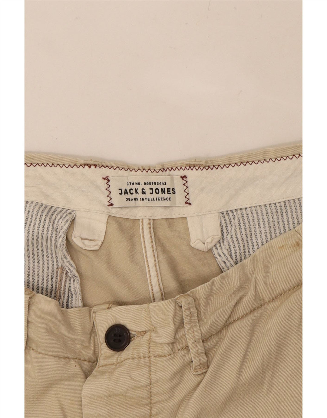 JACK & JONES Mens Straight Chino Trousers W36 L32 Beige Vintage Jack & Jones and Second-Hand Jack & Jones from Messina Hembry 
