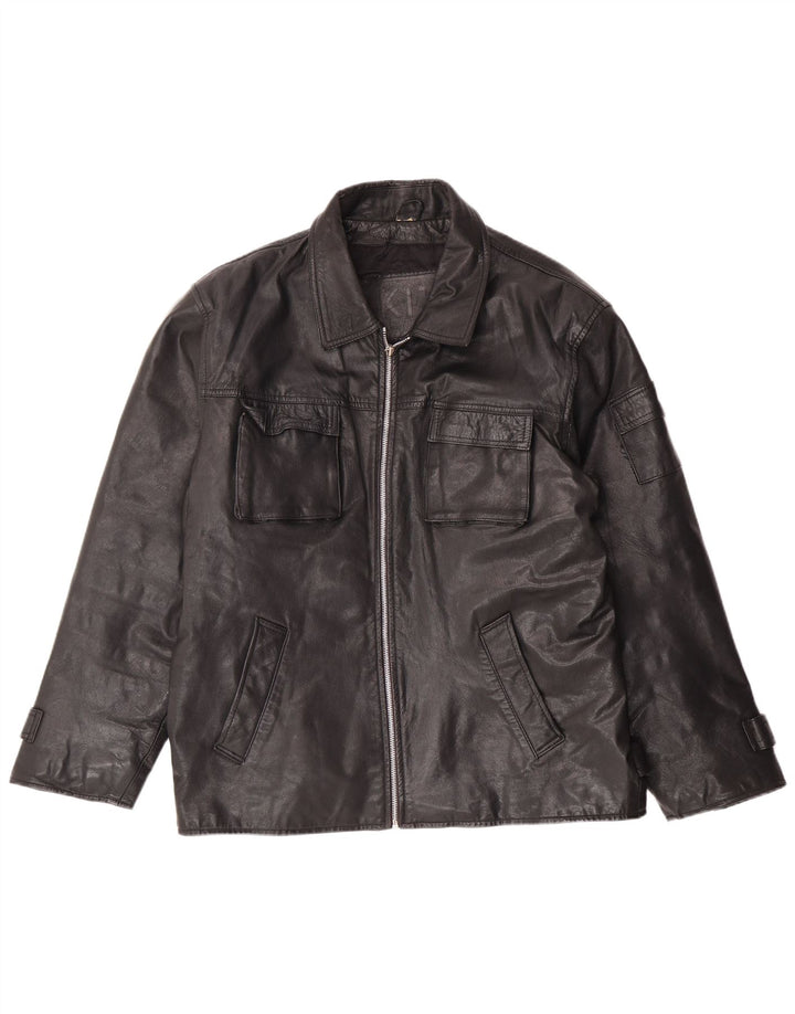 VINTAGE Mens Leather Jacket UK 41/43  Large Black Leather