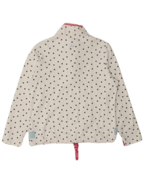 Joules Damen-Sweatshirt mit Reißverschluss am Hals, UK 16, Größe L, weiß, gepunktet, Baumwolle