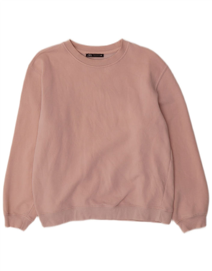 ZARA Womens Sweatshirt Jumper UK 14 Medium Pink Cotton