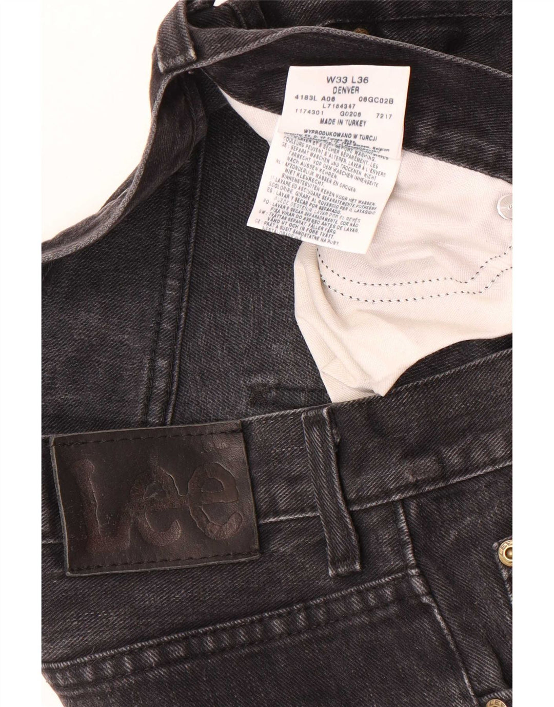 Lee Herren Denver Bootcut Jeans W33 L36 Schwarze Baumwolle