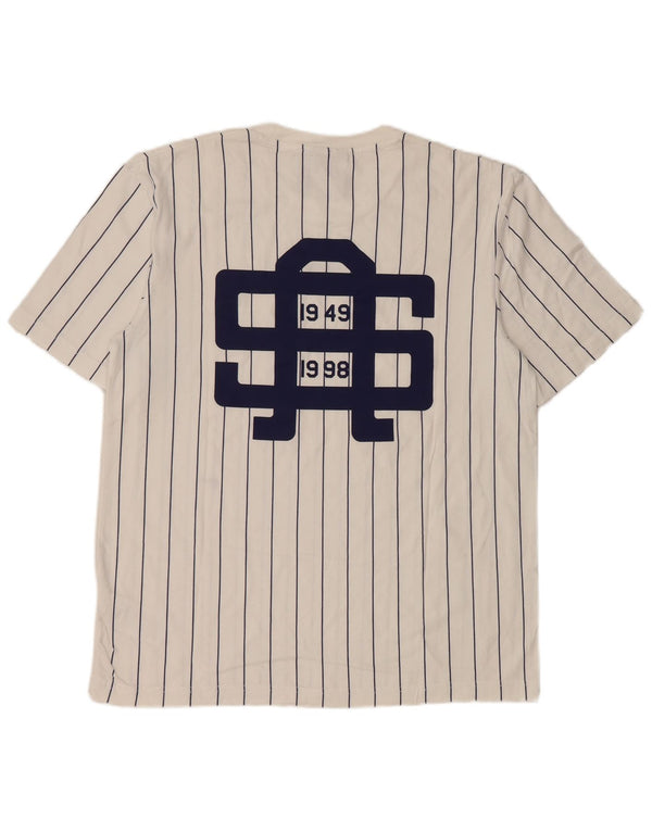 Adidas Herren Grafik T-Shirt Top Small weiß gestreift aus Baumwolle