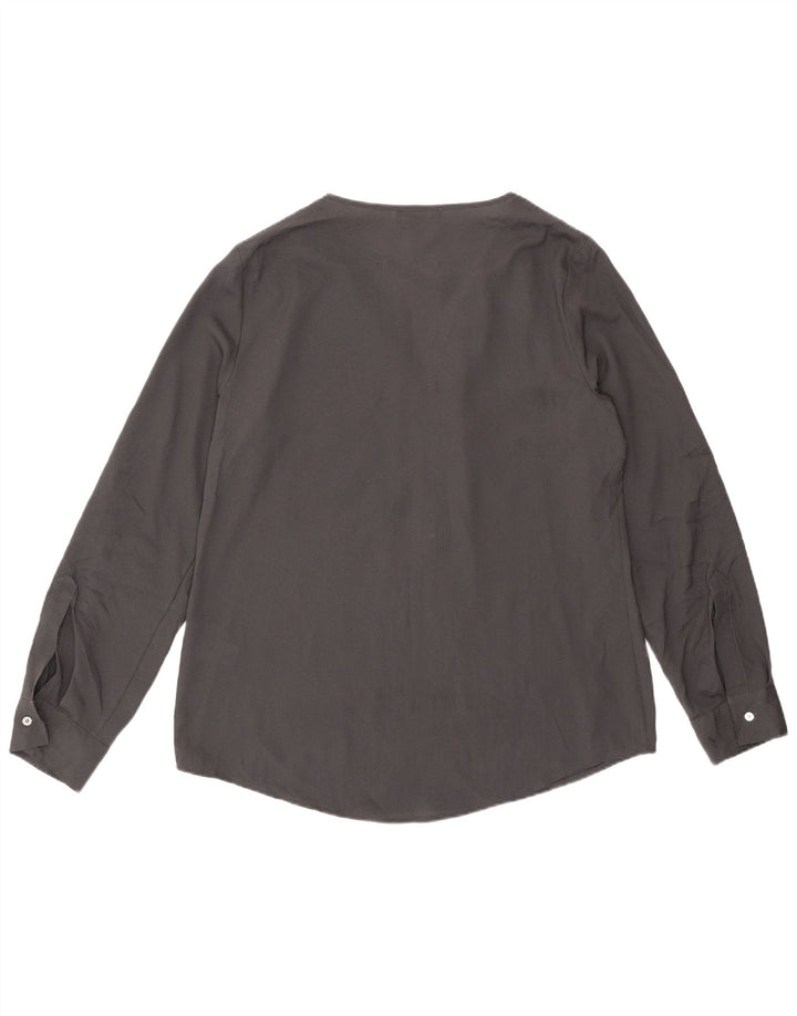 Calvin Klein Damen Langarm-Blusenoberteil UK 14 Mittelgraues Polyester