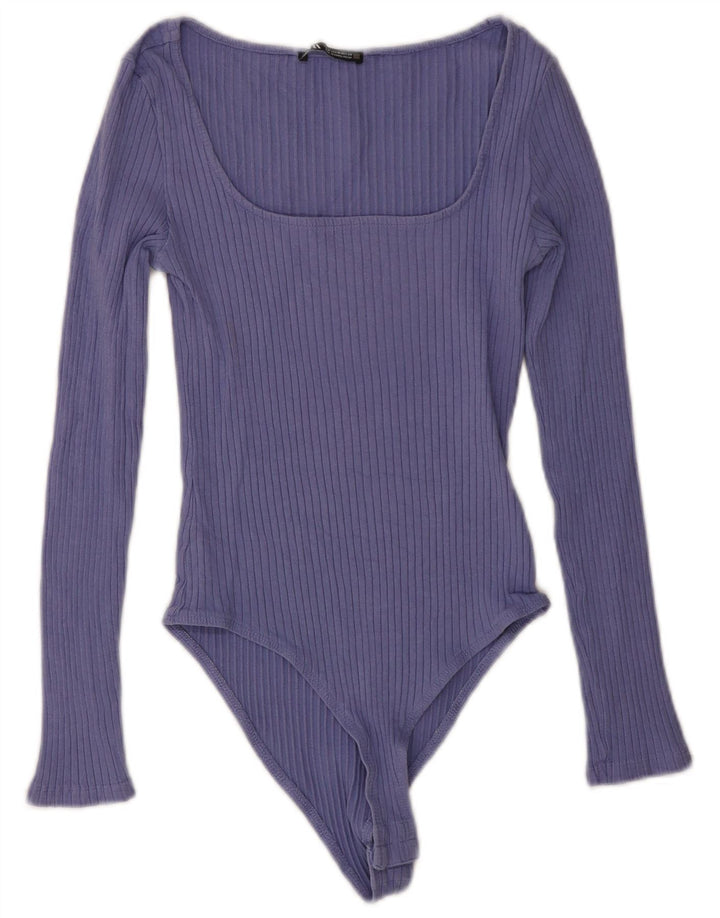 Zara Damen Langarm-Body UK 12 Mittelviolett