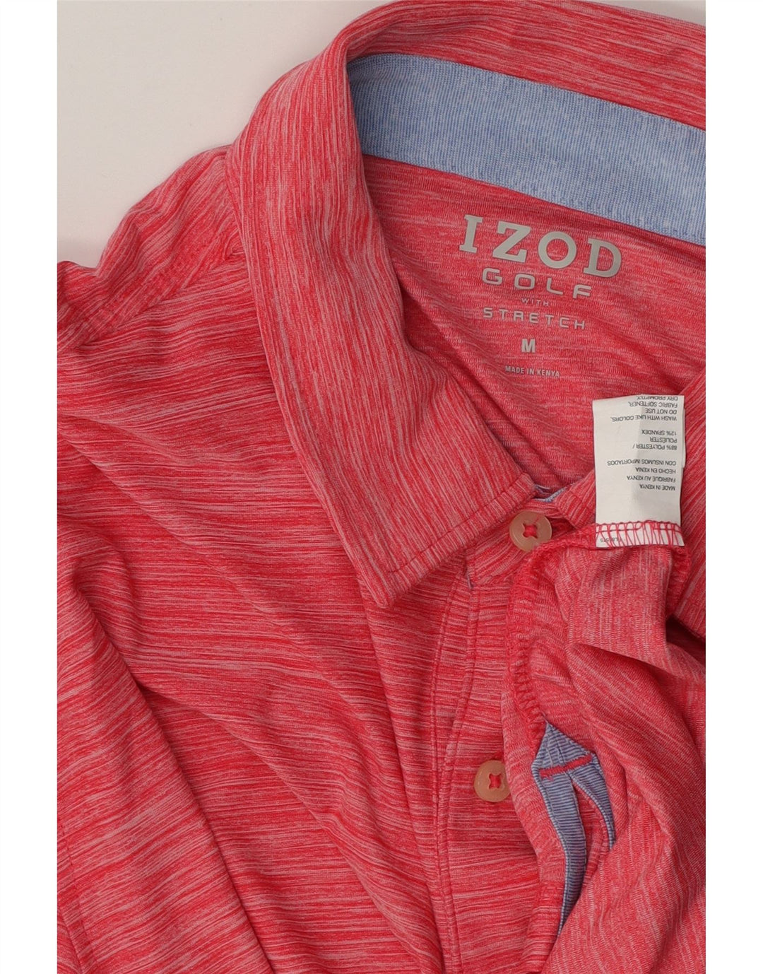 Izod Herren-Poloshirt aus mittelrotem Nadelstreifen-Polyester