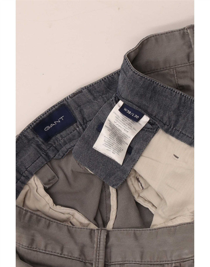 Gant Herren-Hose mit kurzem Schnitt, W38, L25, graue Baumwolle