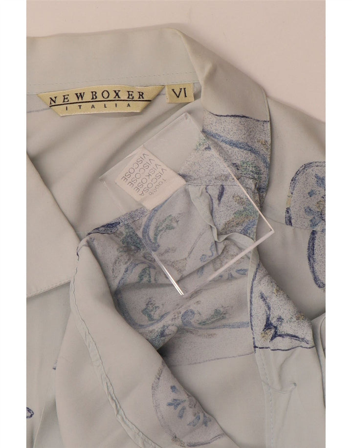 VINTAGE Herrenhemd XL Blaue geometrische Viskose