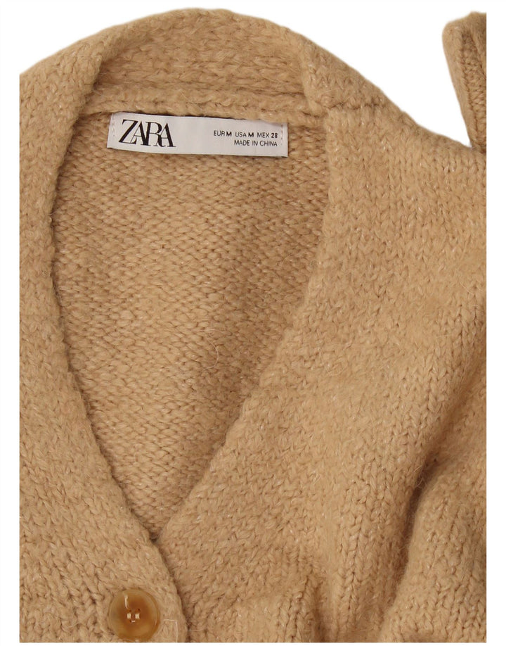 Zara Damen Crop Cardigan Pullover UK 14 Medium Beige
