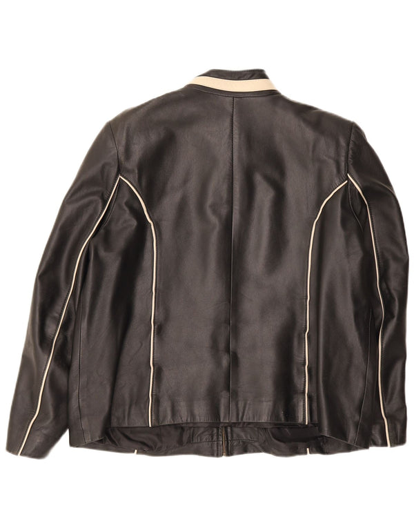 Vintage Herren Lederjacke IT 46 Small Black Colourblock
