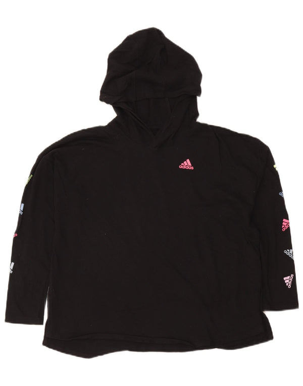 Adidas Damen Graphic Loose Fit Hoodie Pullover UK 18 XL Schwarz Baumwolle