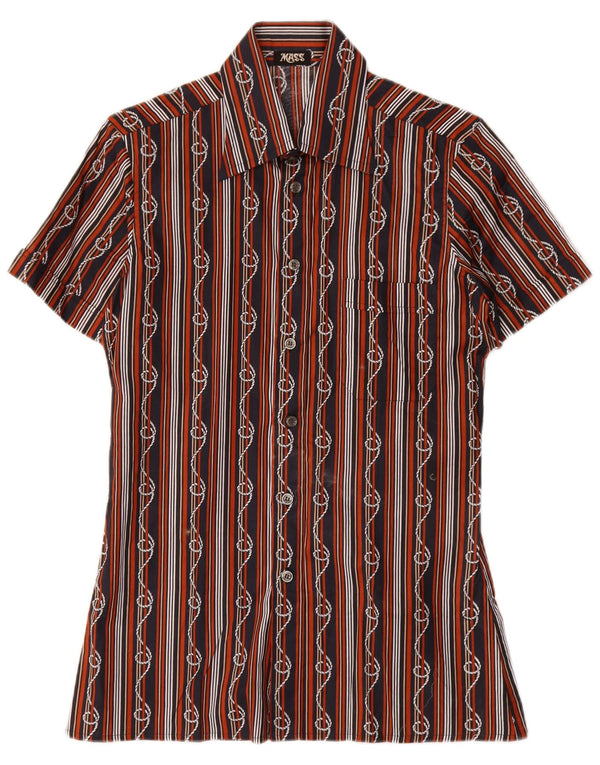 Mass Herren-Kurzarmhemd, Größe 15 1/2 39, mittelschwarz gestreift