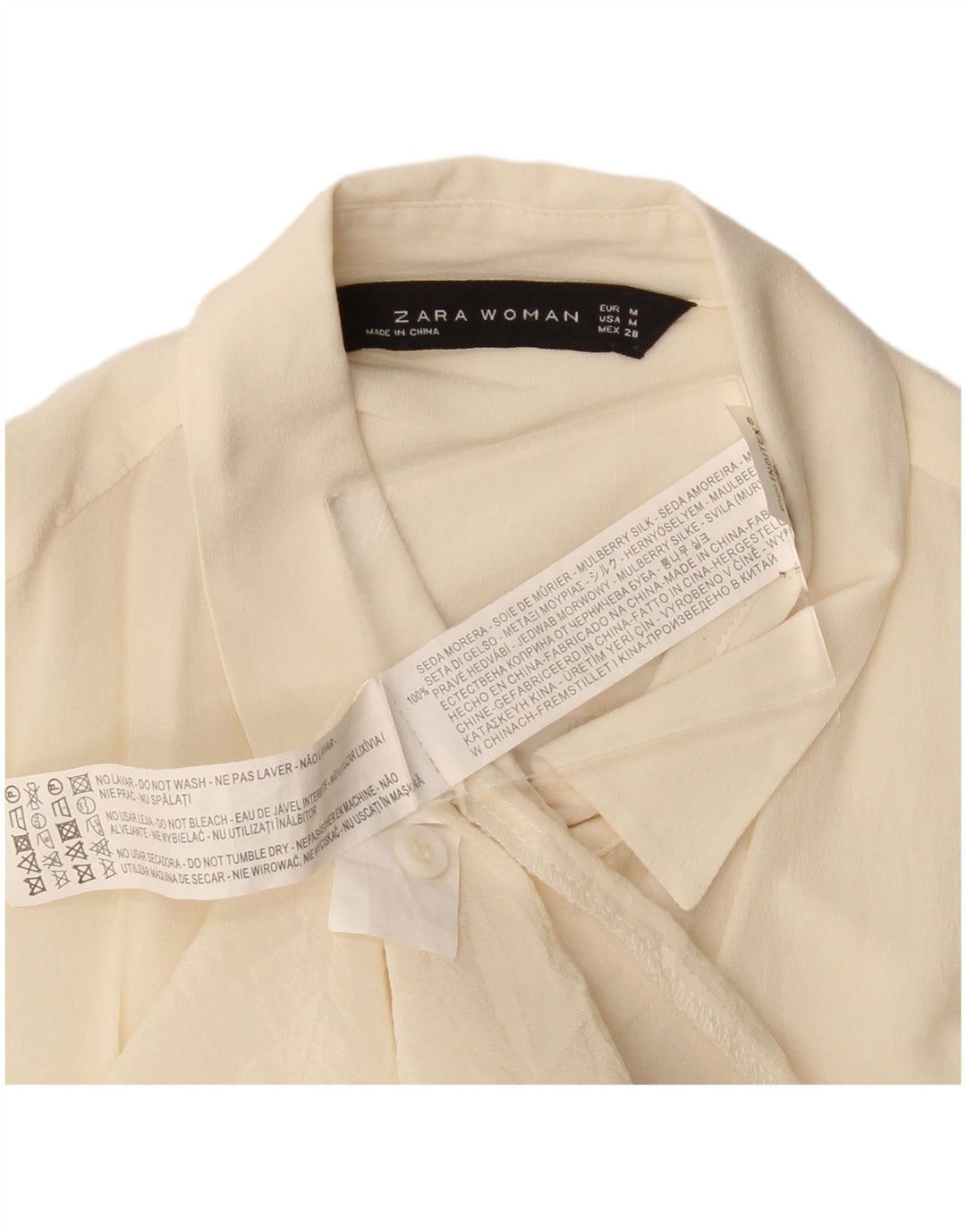 Zara Damen-Hemd UK 12 Medium Off White Silk