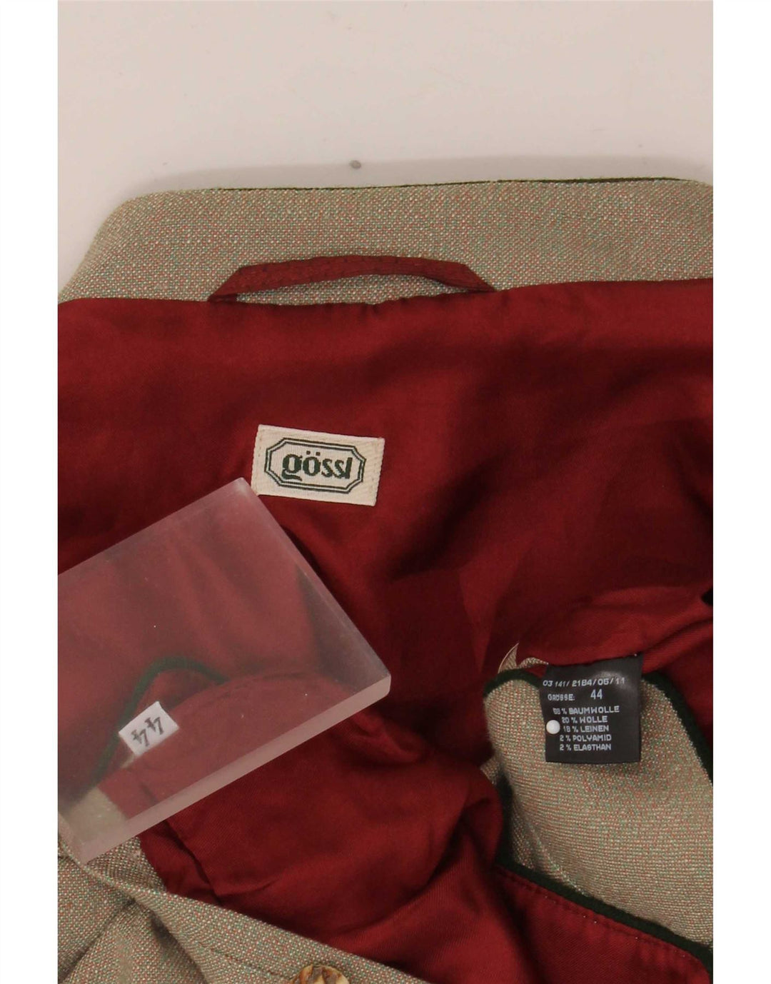 Gossl Damen-Blazerjacke mit 5 Knöpfen, EU 44, XL, grau gefleckte Baumwolle