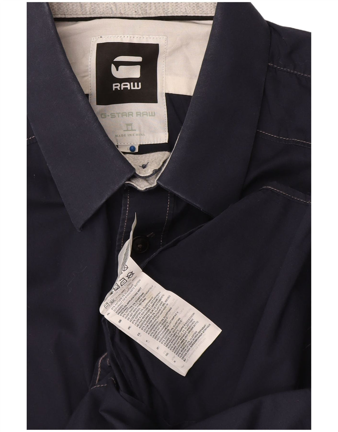 G-Star Herren-Kurzarmhemd, groß, marineblau, Baumwolle
