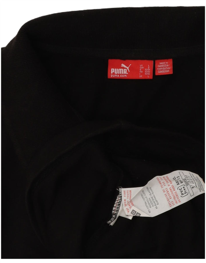 Puma Herren Langarm-Poloshirt, groß, schwarze Baumwolle