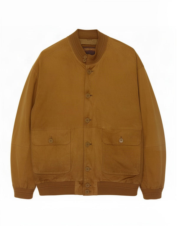 James Dillon Herren Wildleder Bomberjacke UK 42 XL Braunes Leder