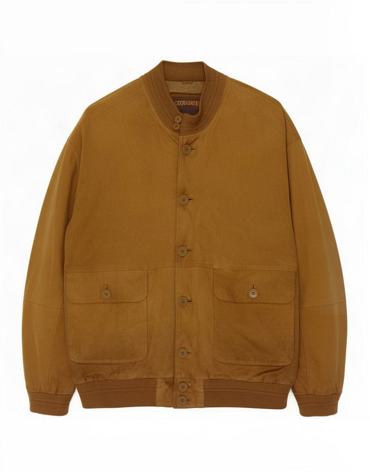 James Dillon Herren Wildleder Bomberjacke UK 42 XL Braunes Leder