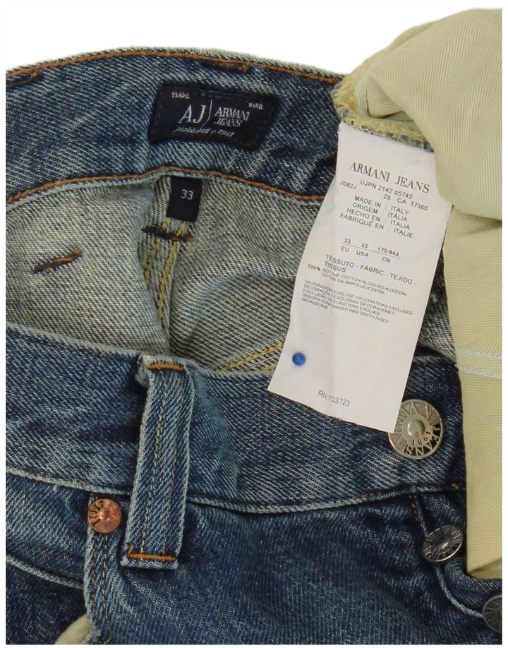 ARMANI Herren Regular Straight Jeans W33 L34 Blaue Baumwolle