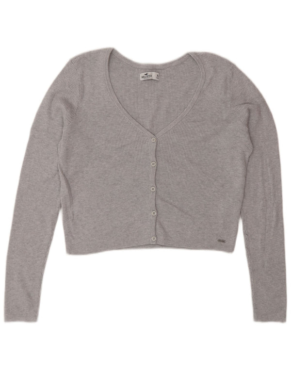 Hollister Damen Crop Cardigan Top UK 18 XL Grau Baumwolle